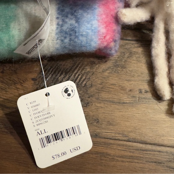 Free People Collection Skye Stripe Fringe Throw Blanket Ivory Multi - Picture 5 of 8